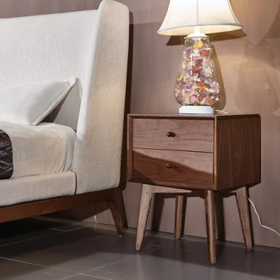 Suporte noturno de gavetas para móveis de sala de estar de madeira nórdica em madeira totalmente maciça