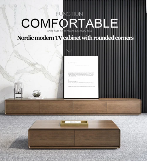Armário de TV moderno nórdico com canto redondo para sala de estar