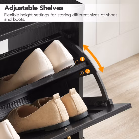 Banco de sapato preto com função de loja